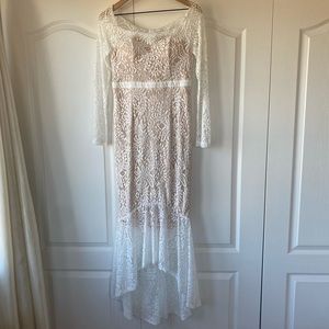 ELEGANCE LACE TRUMPET DRESS - WHITE